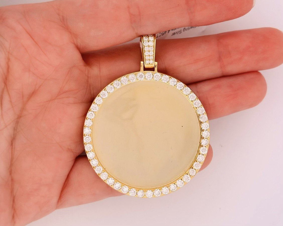 Sterling Silver Picture Frame Pendant with VVS-D Moissanite - 4.45 Carat,