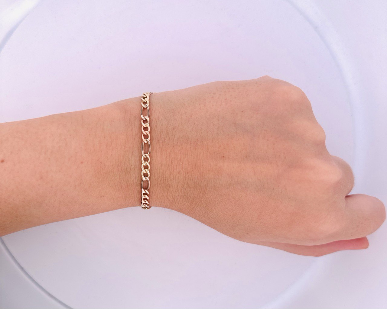 10K 3-Color Figaro Bracelet - 4.2MM