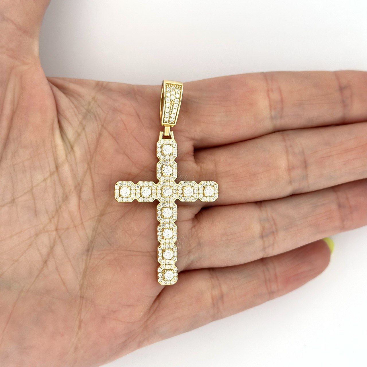 925 Sterling Silver Cross Pendant with VVS Moissanite - 1.62ctw