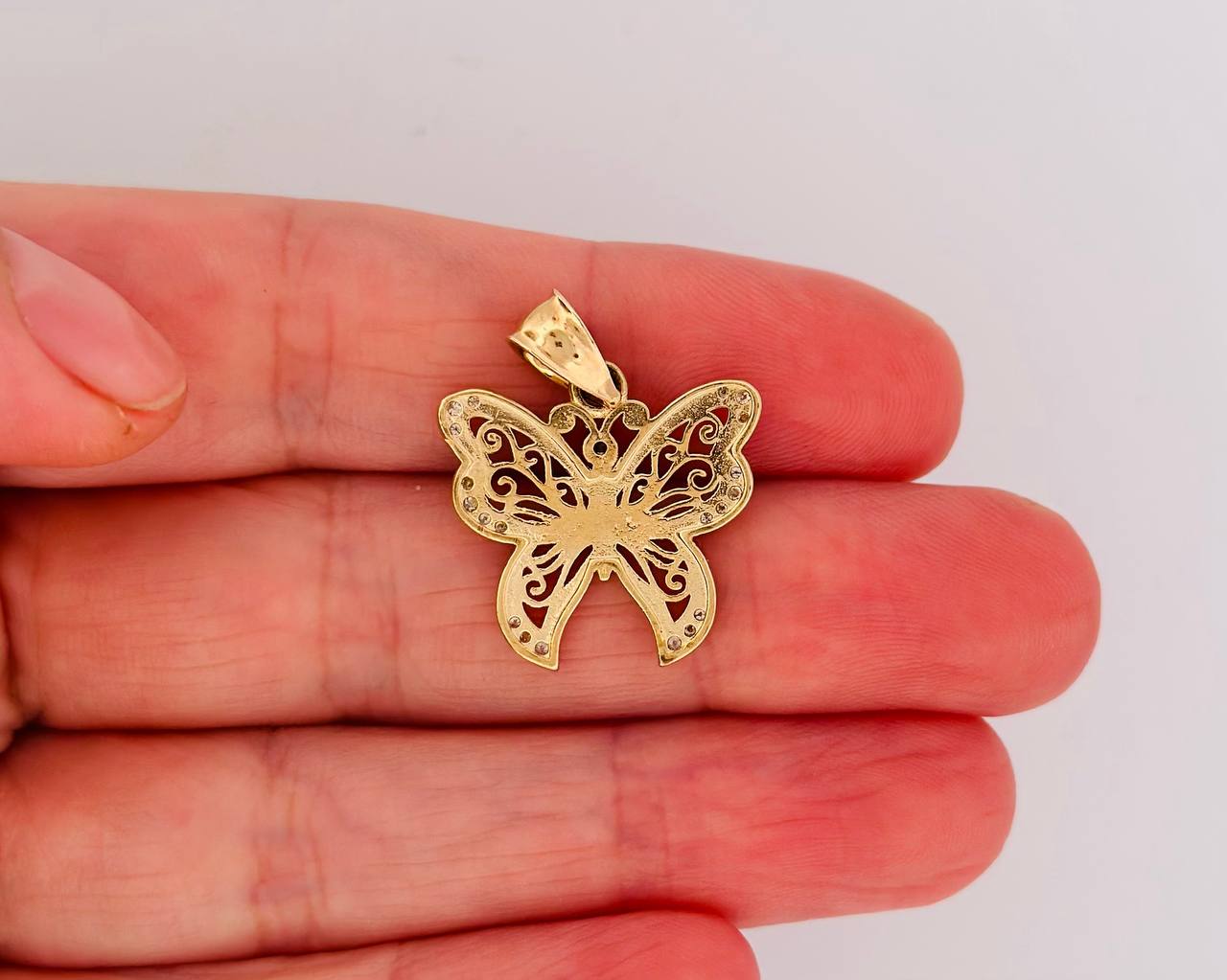 14K Butterfly Pendant with Diamonds