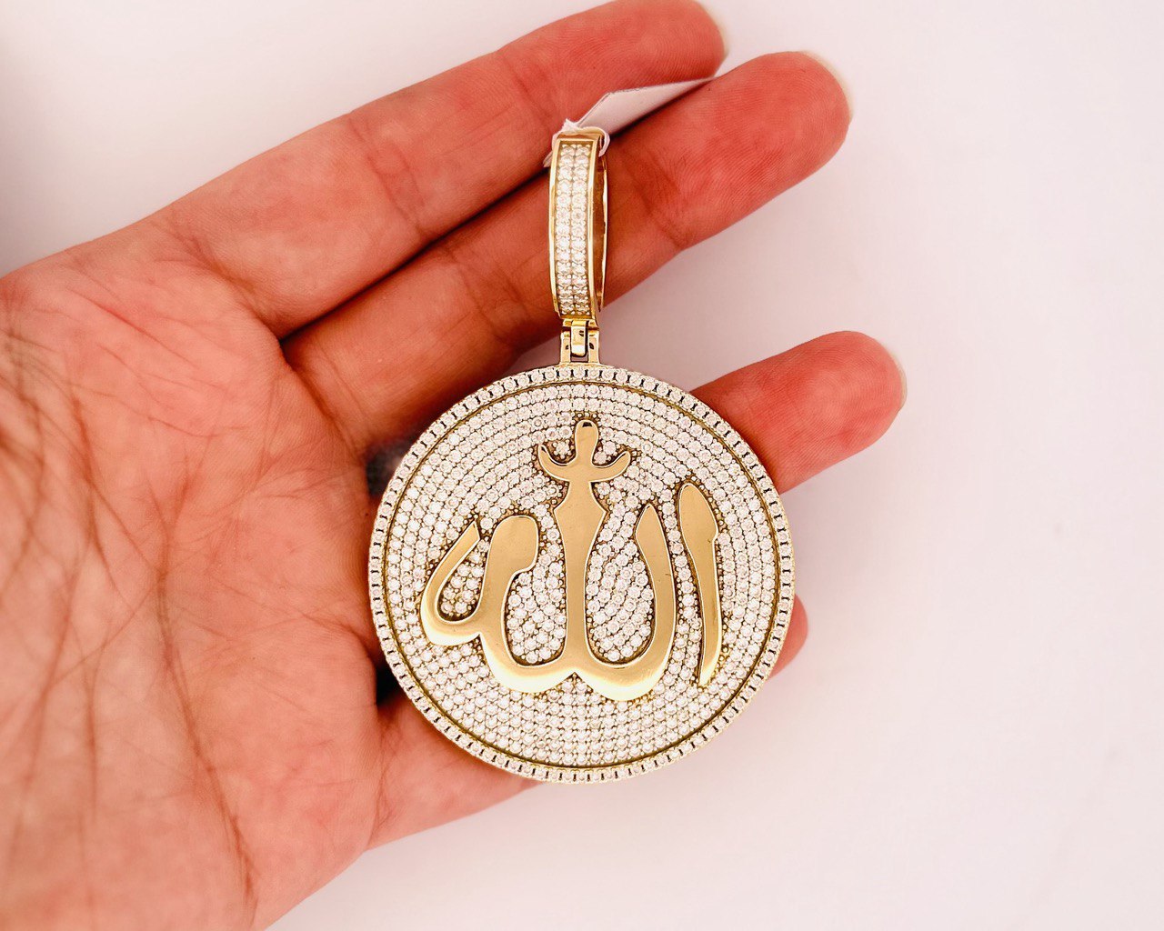Sterling Silver Allah Pendant with VVS Moissanite - 8.8 Carats