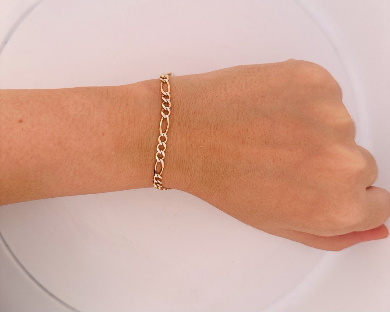 14K Yellow Gold Diamond Cut Figaro Bracelet - 4.5MM