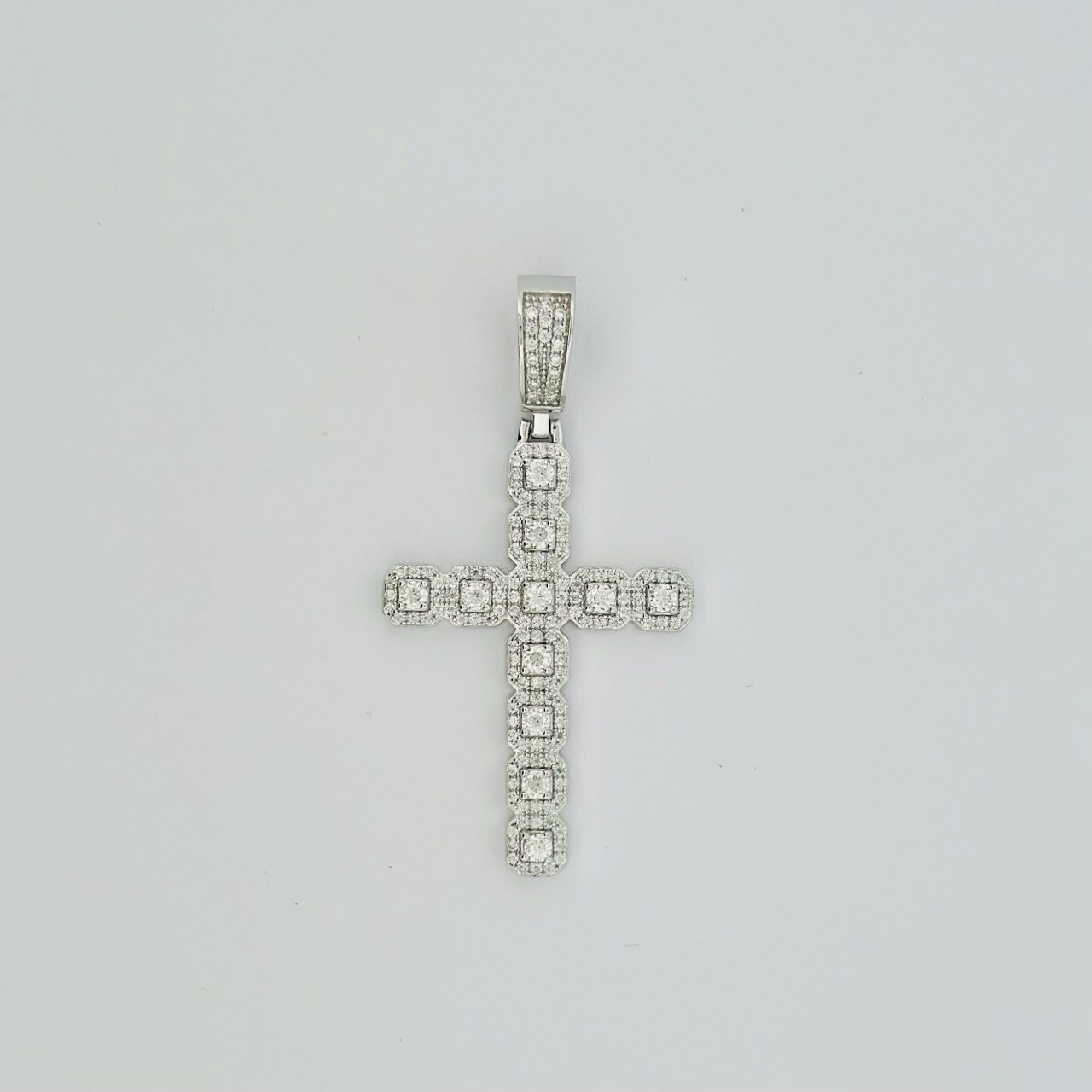 925 Sterling Silver Cross Pendant with VVS Moissanite - 1.62ctw