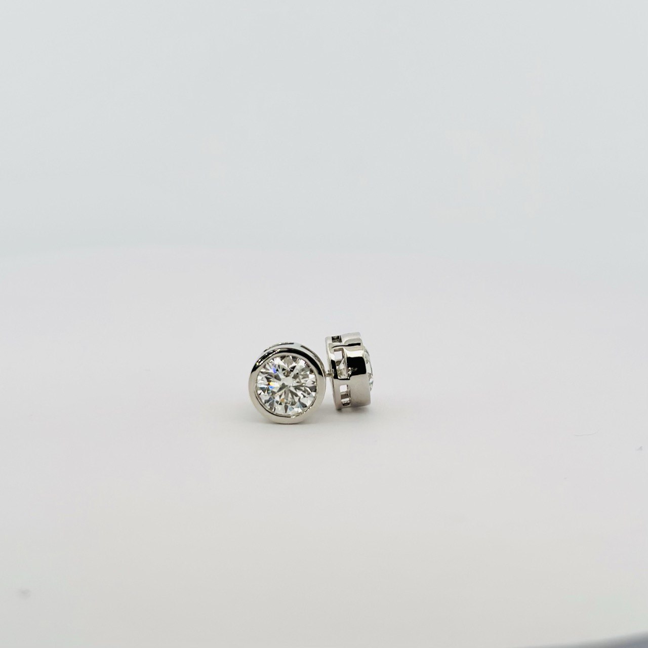 14K White Gold Bezel Stud Earrings with 4.20 CTW Diamonds