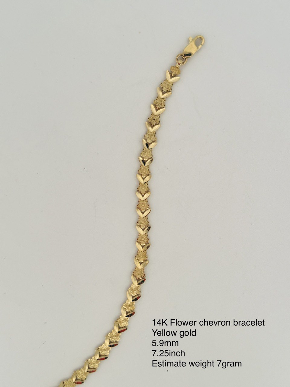 14K Flower Chevron Bracelet - 5.9MM