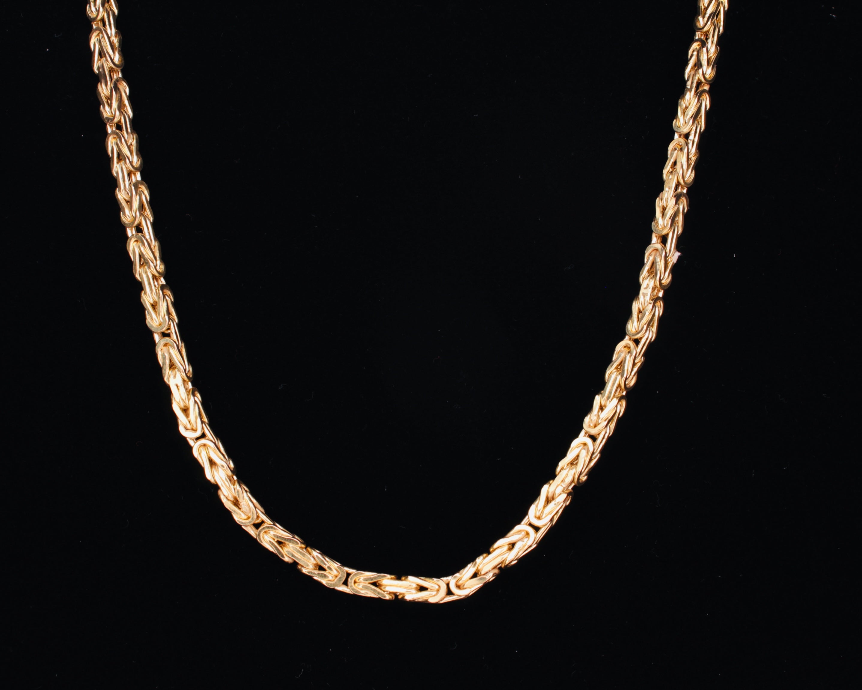 10K Yellow Gold Byzantine Chain Necklace - 4mm