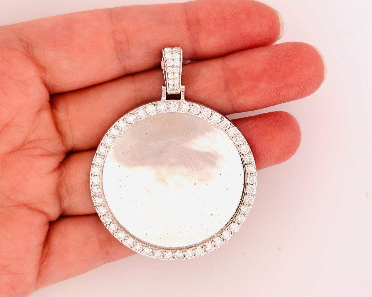 Sterling Silver Picture Frame Pendant with VVS-D Moissanite - 4.45 Carat,