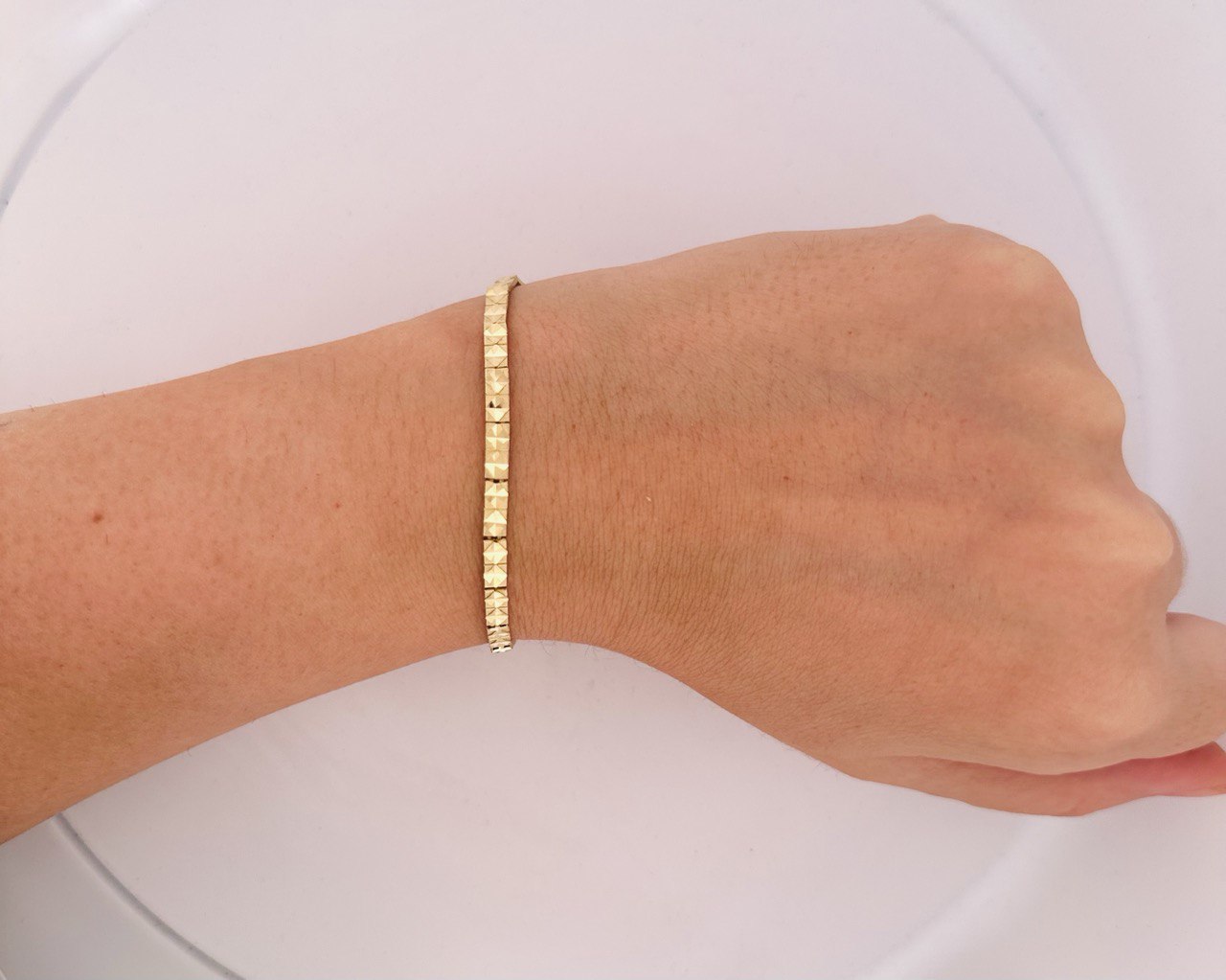 10K Yellow Gold Nuggets Flower Bracelet - 5MM