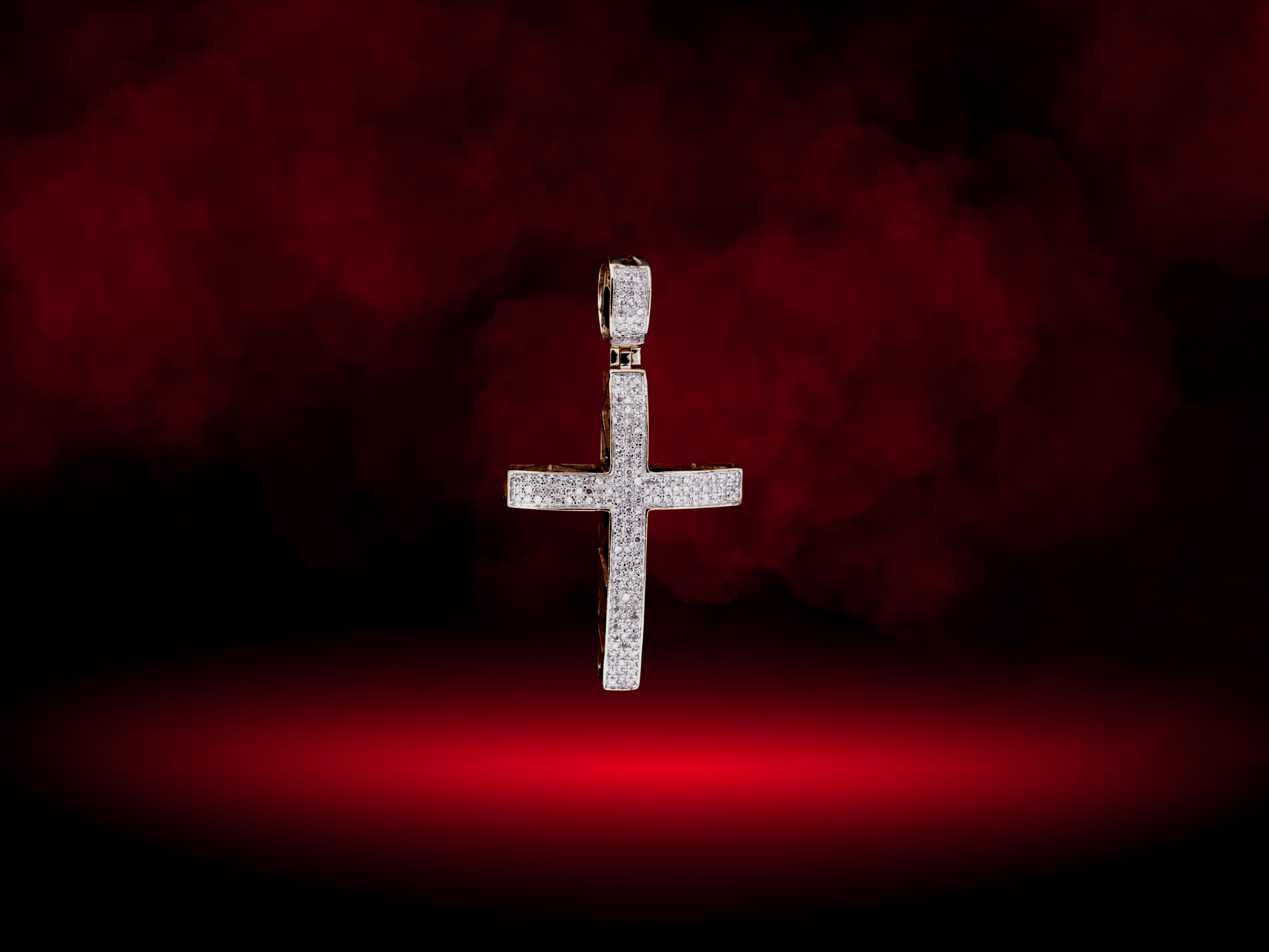 10K Yellow Gold Diamond Cross Pendant - 3