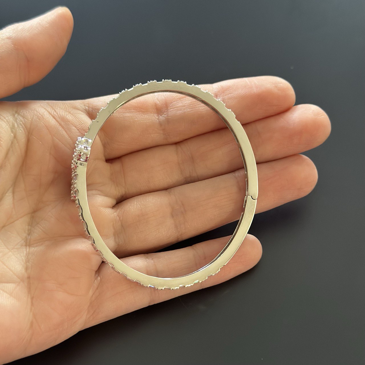 Sterling Silver Bangle Bracelet with VVS Moissanite Stones, 4.32 Total Carats