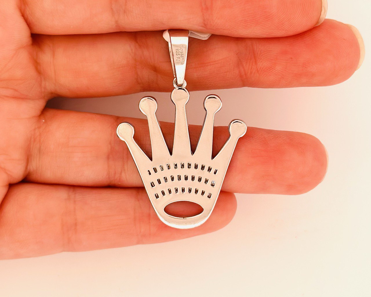 Sterling Silver Crown Pendant with VVS Moissanite - 2.34 Carat