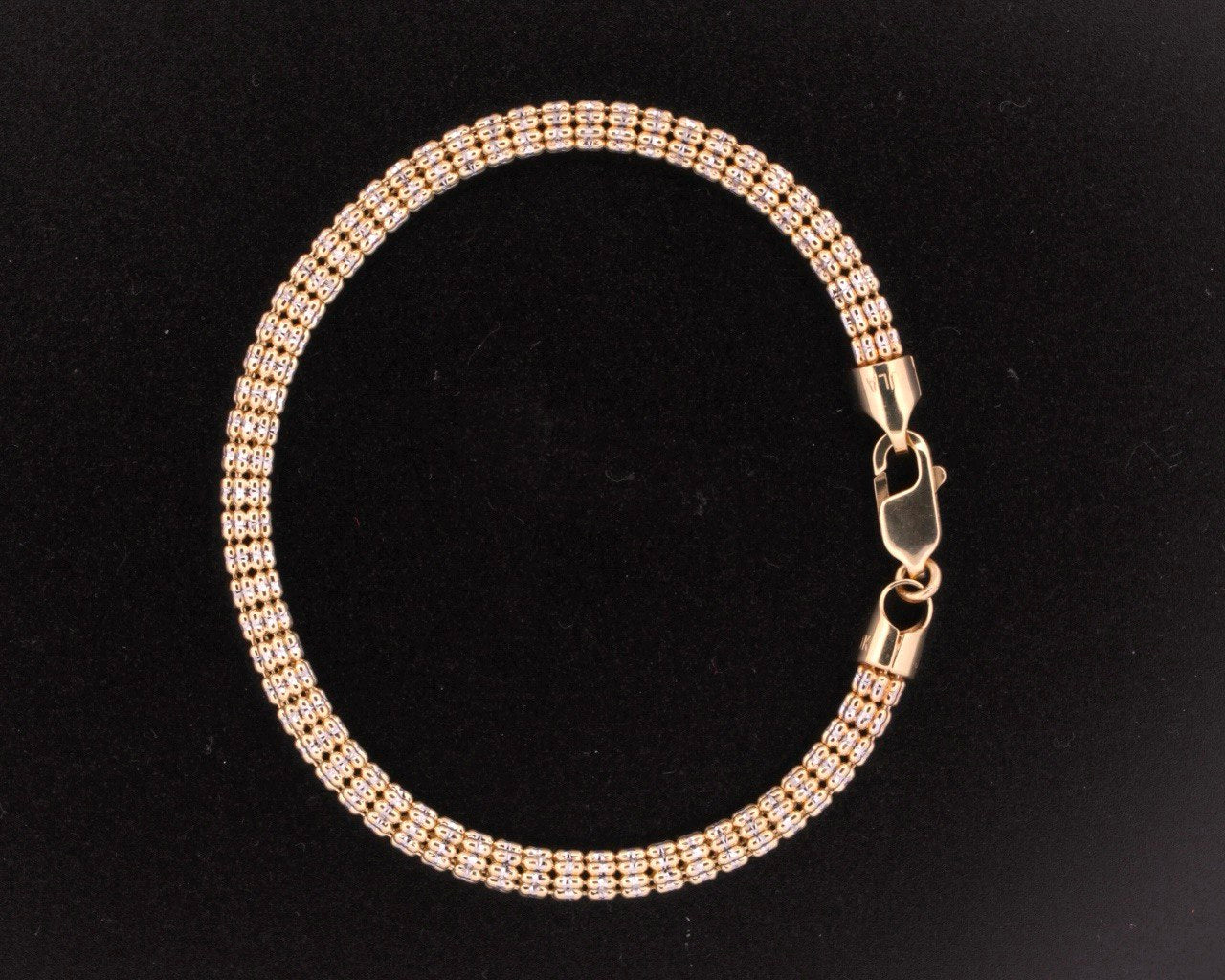 10K Two Tone Gold Diamond Cut Ice Chain Bracelet - 4.5MM