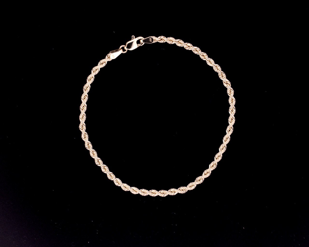 14K Yellow Gold Solid Rope Bracelet - 2.7MM