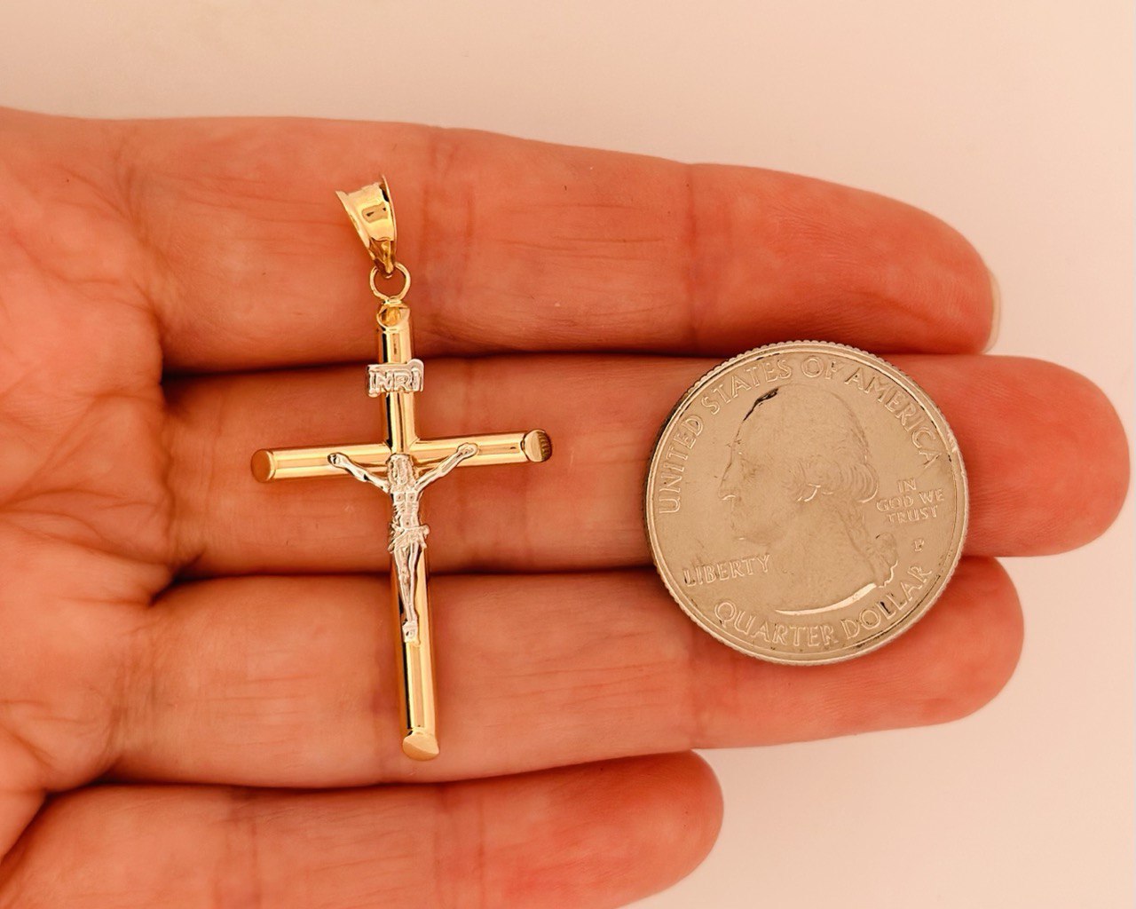14K Gold Cross Pendant - 1