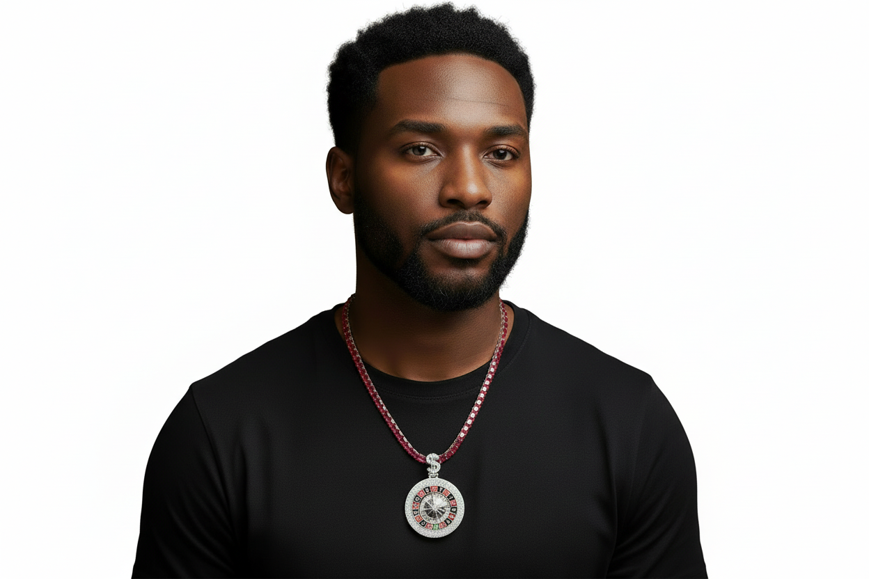 Sterling Silver Spinning Roulette Wheel Pendant – VVS Moissanite 5.3 CTW