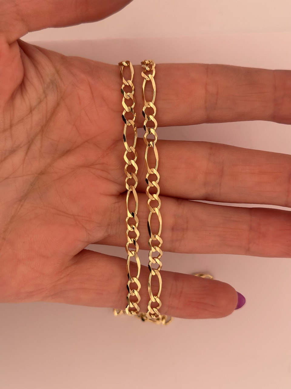 14K Yellow Gold Solid Figaro Chain - 4.5MM