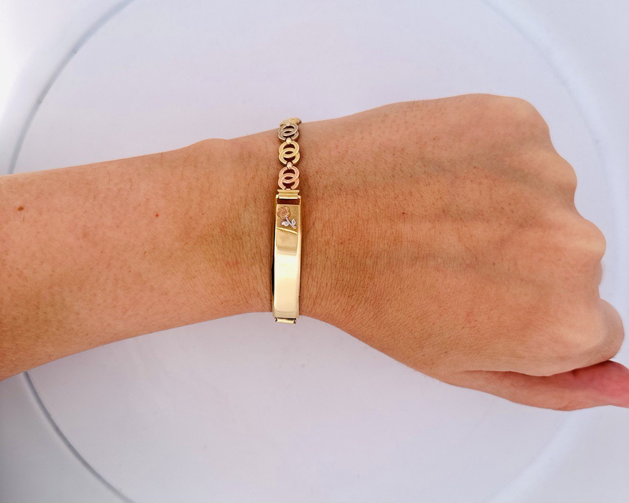 14K Women’s 3-Color Gold ID Bracelet - 8MM