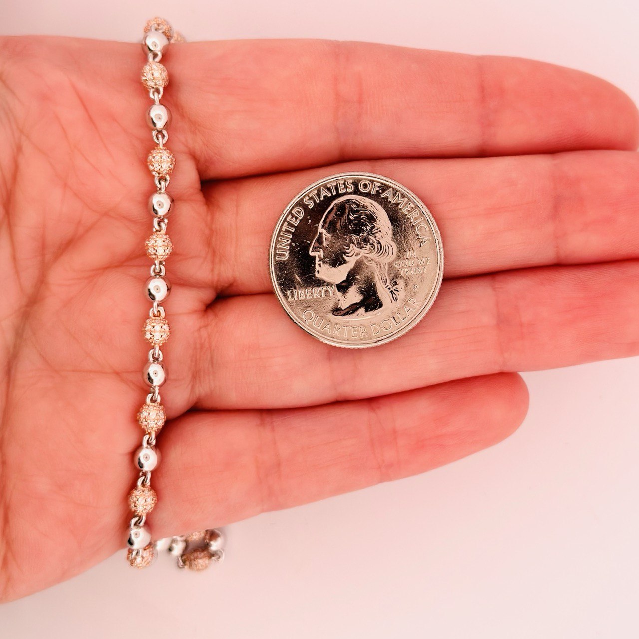 Sterling Silver Solid Ball Chain Necklace with VVS-D Moissanite Stones, Two-Tone Options