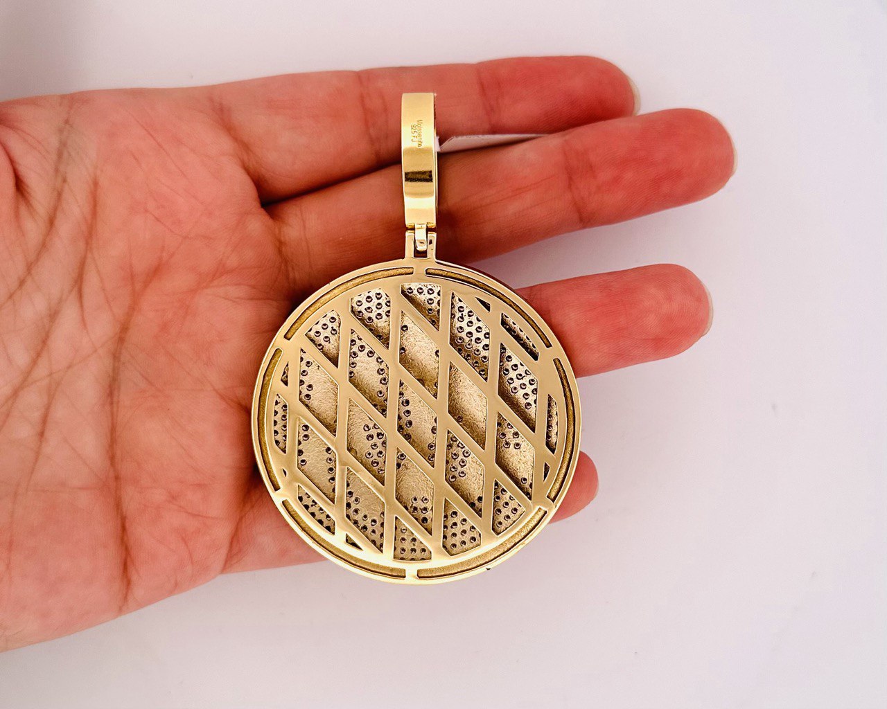 Sterling Silver Allah Pendant with VVS Moissanite - 8.8 Carats