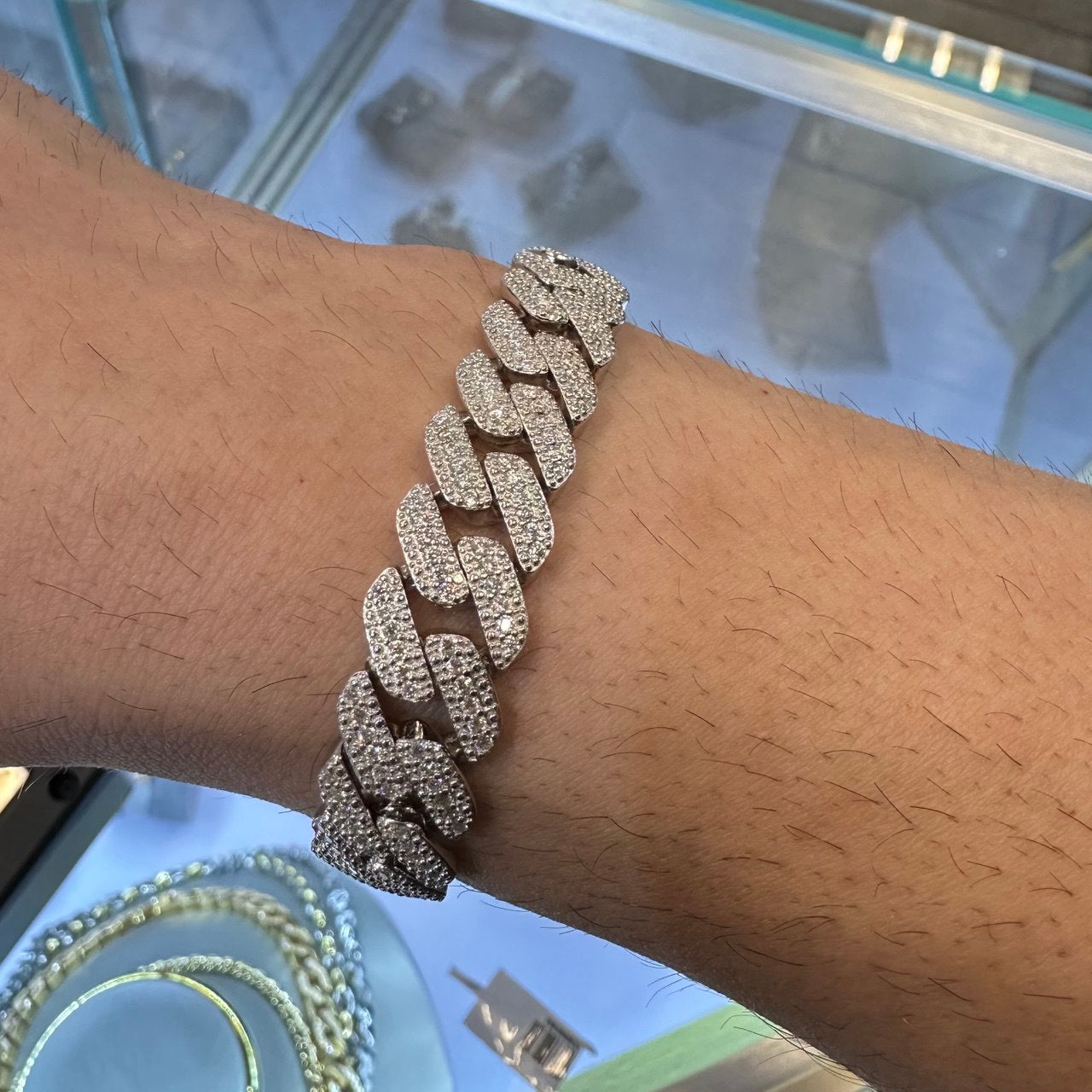 Sterling Silver Miami Cuban Bracelet - 12MM, 5.4CT VVS Moissanite