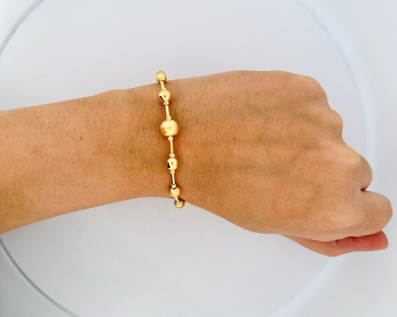 14K Yellow Gold Fancy Bead Bracelet