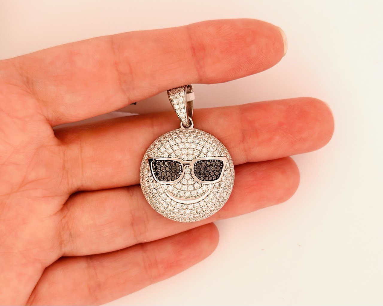 Sterling Silver Smiley Face Pendant with VVS Moissanite - 3.10 Carat
