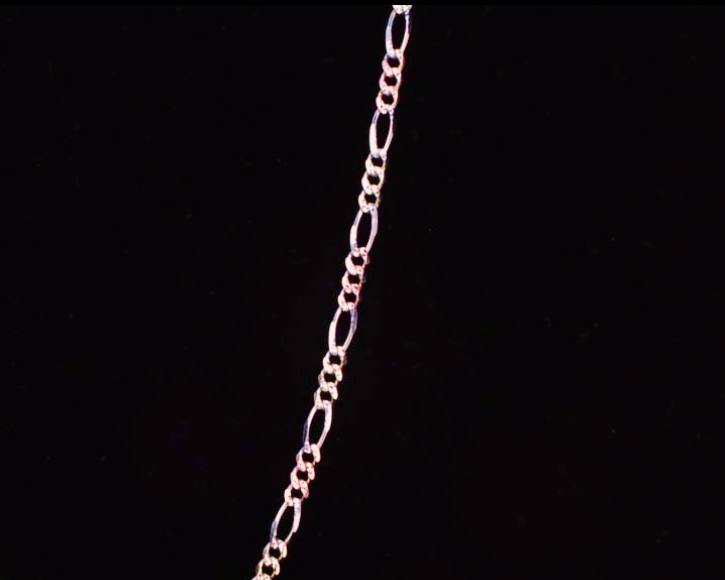14K Solid Figaro 3-Color Chain Necklace - 2.35 MM