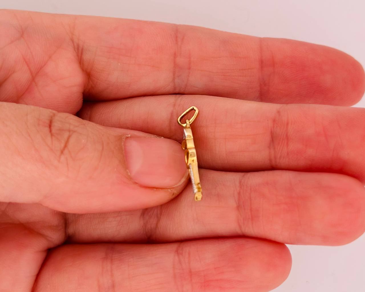 10K Yellow Gold Heart Key Charm with Diamonds