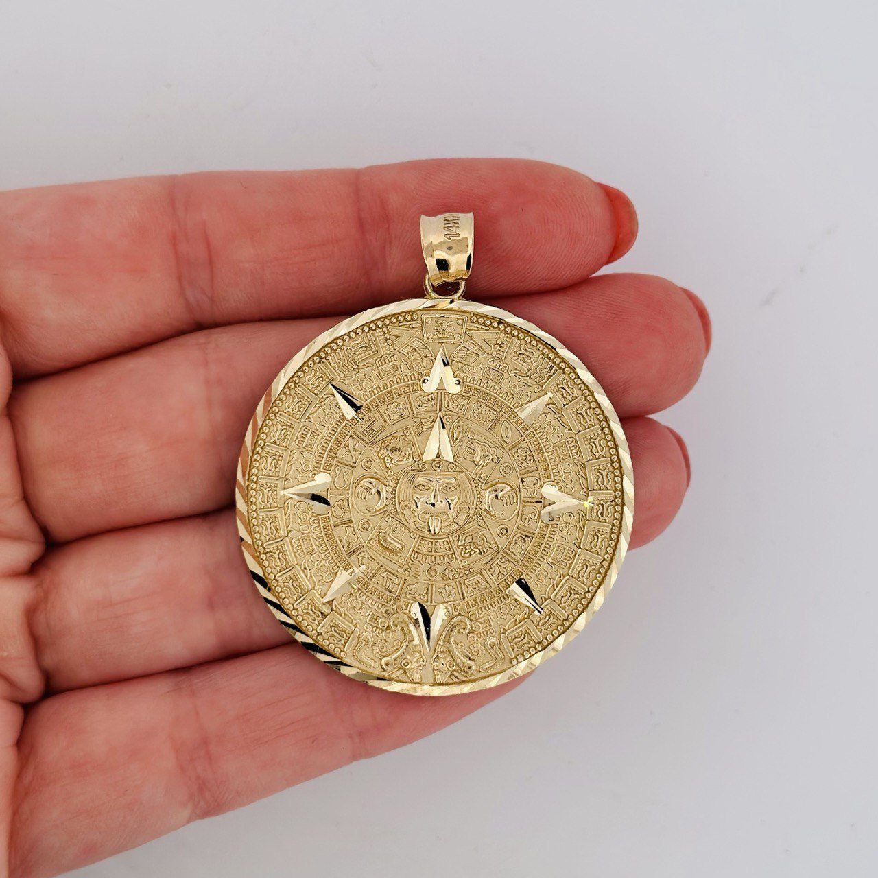 14K Gold Aztec Calendar Pendant