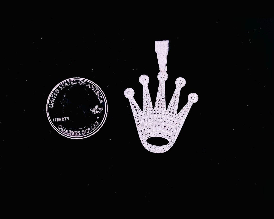 Sterling Silver Crown Pendant with VVS Moissanite - 2.34 Carat