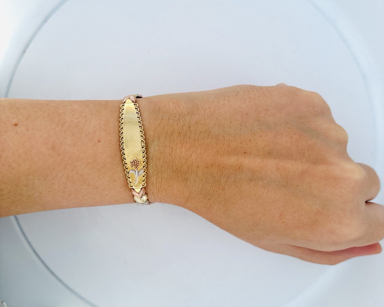 10K, 3-Color Gold ID Bracelet - 11MM