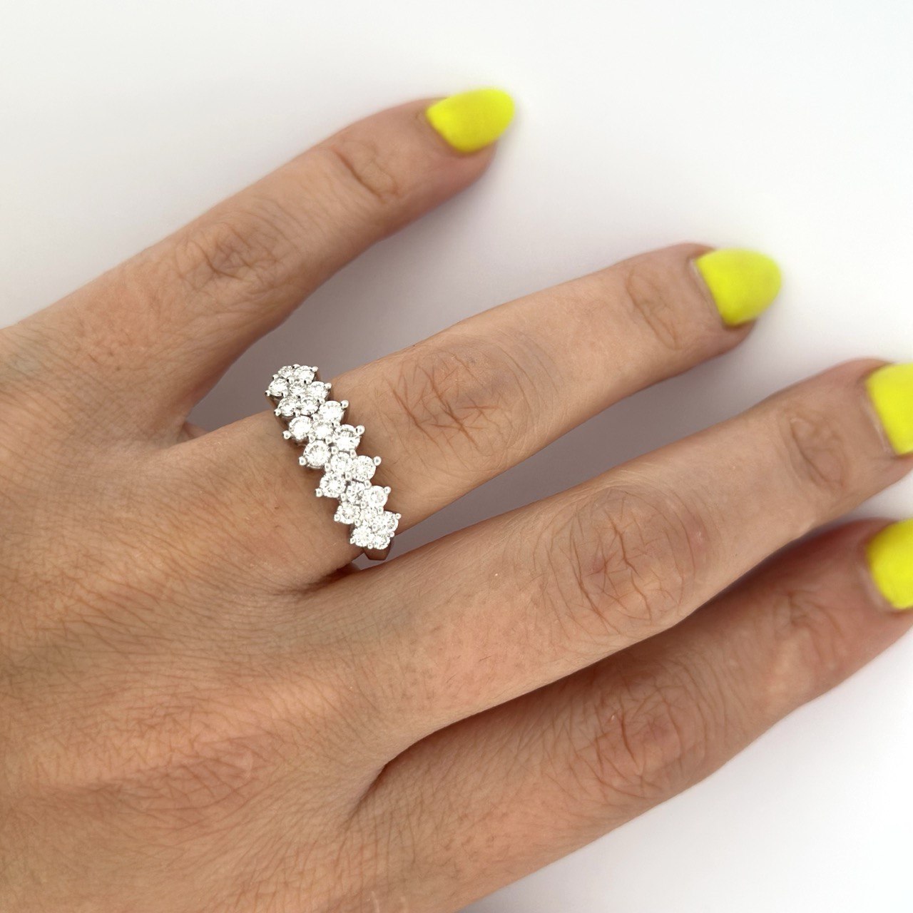 14K Gold Multi-Row Diamond Band - 1.02ctw