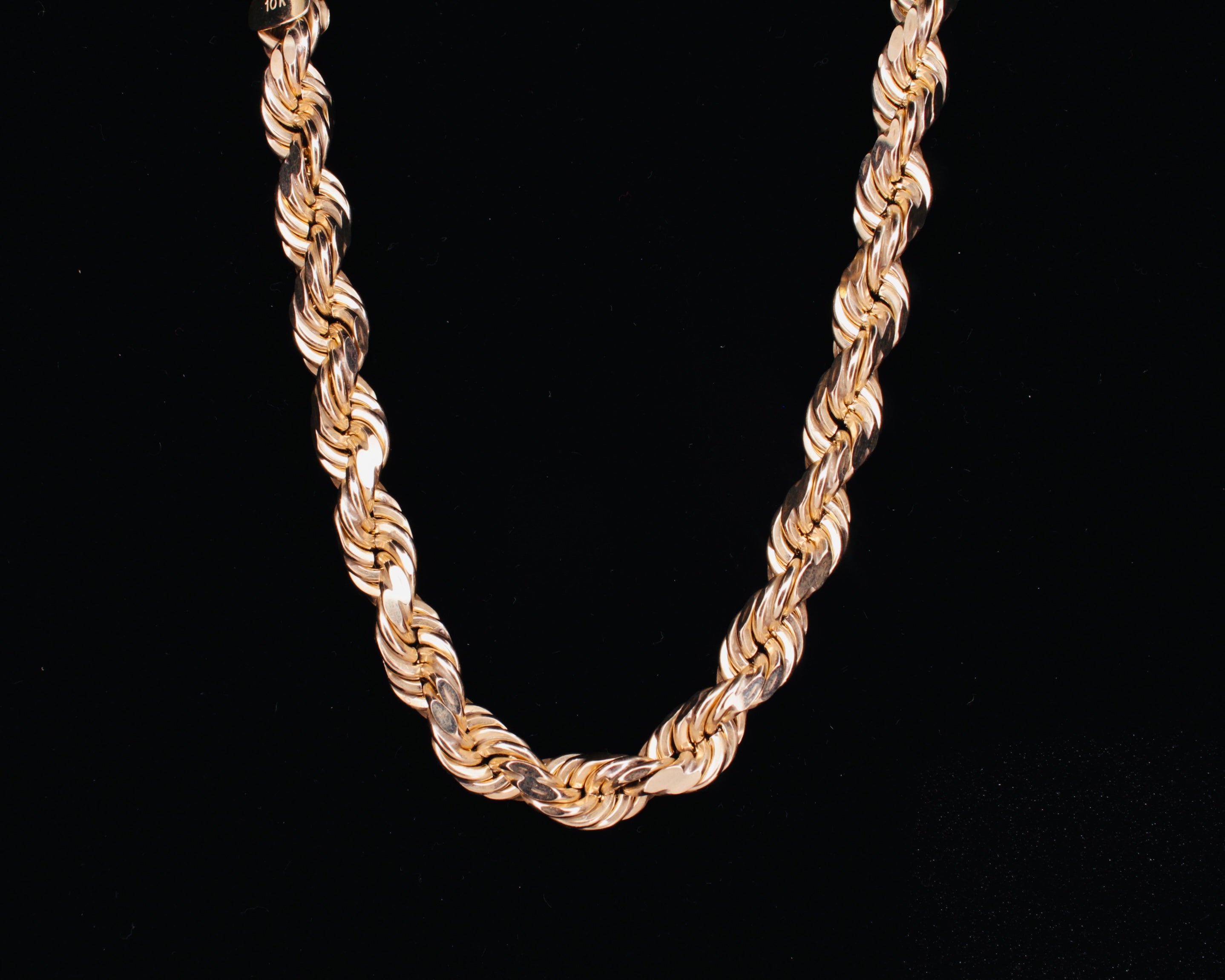 10K Yellow Gold Rope Chain Necklace - 8mm