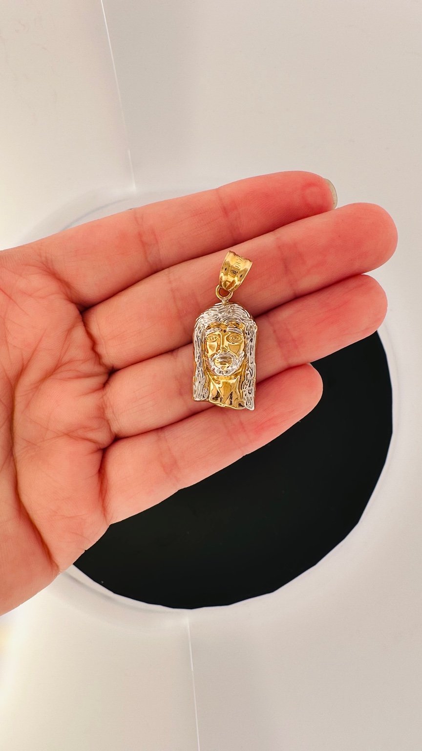 10K Yellow & White Gold Jesus Piece Pendant