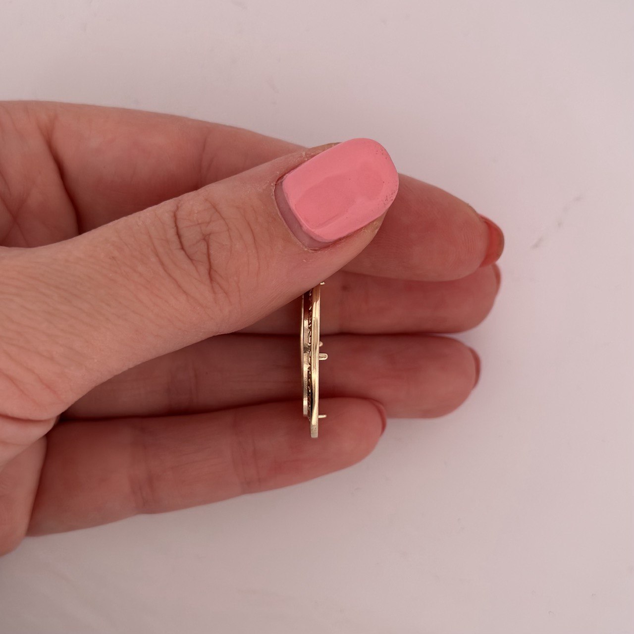 14K Gold Greek Key Open Circle Pendant