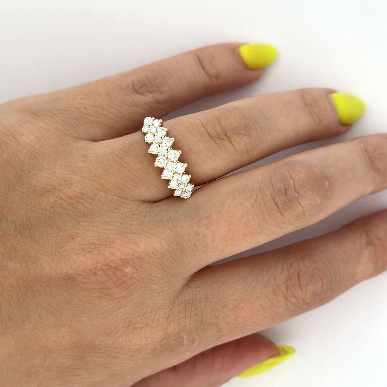 14K Gold Multi-Row Diamond Band - 1.02ctw