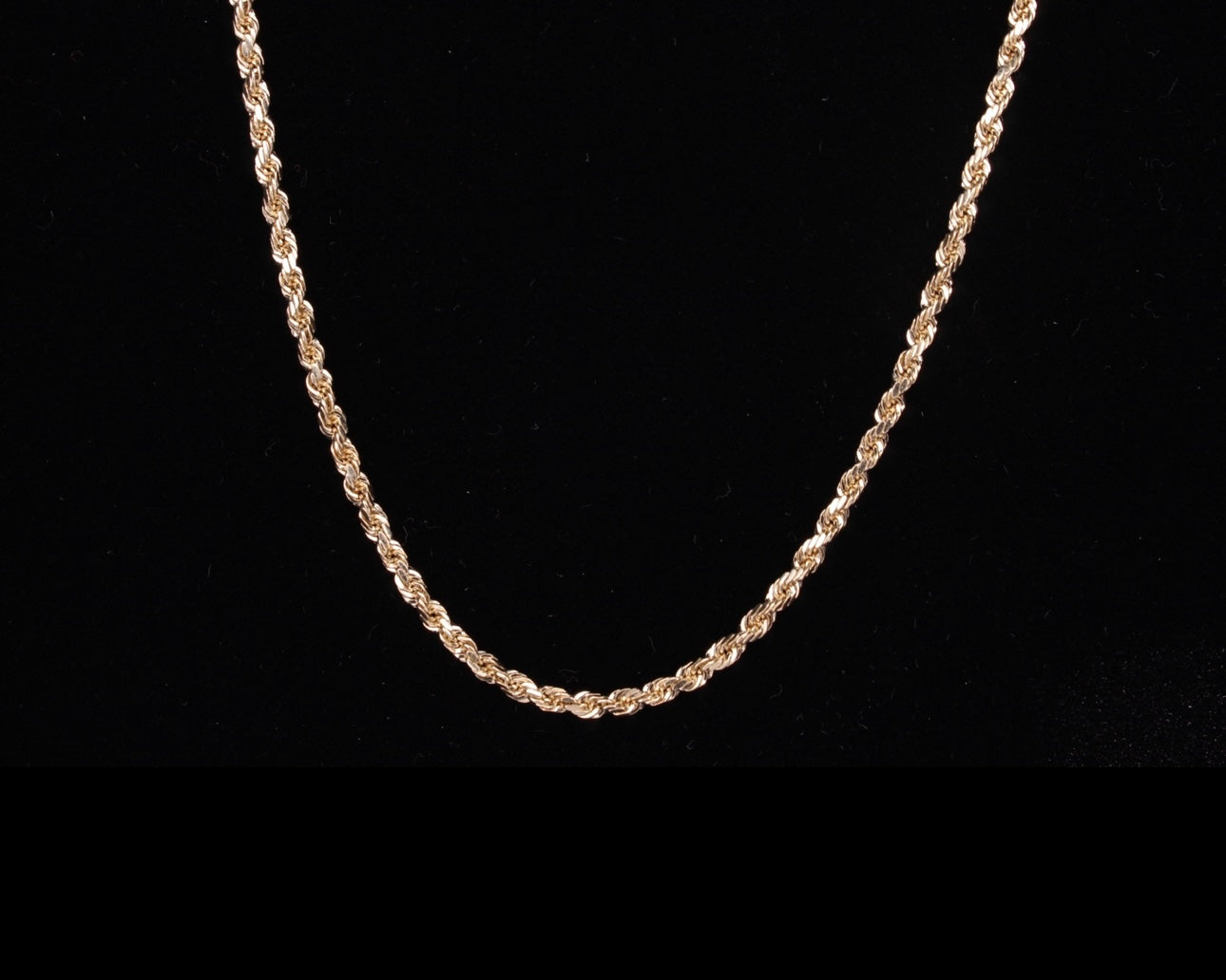 14K Solid Yellow Gold Rope Chain - Diamond Cut - 2.2MM