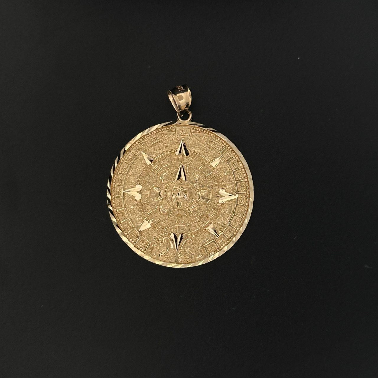 14K Gold Aztec Calendar Pendant
