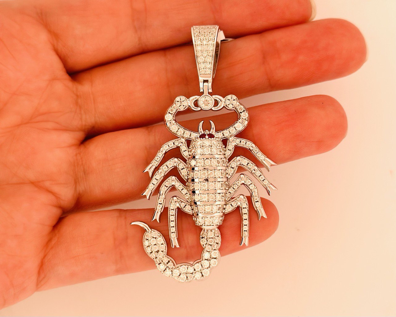 Sterling Silver Scorpion Pendant with VVS Moissanite - 2.54 Carat,