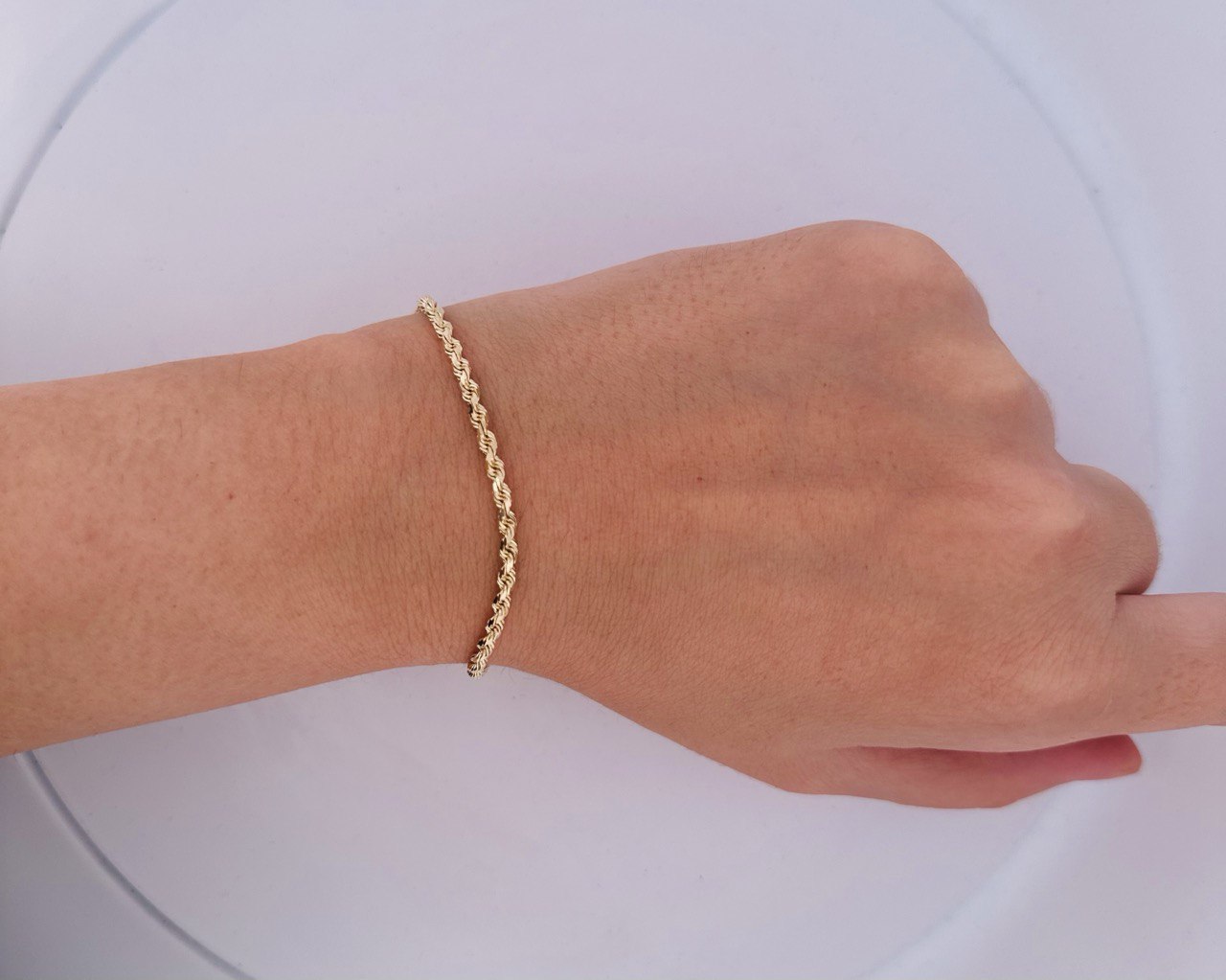 14K Yellow Gold Solid Rope Bracelet - 2.7MM