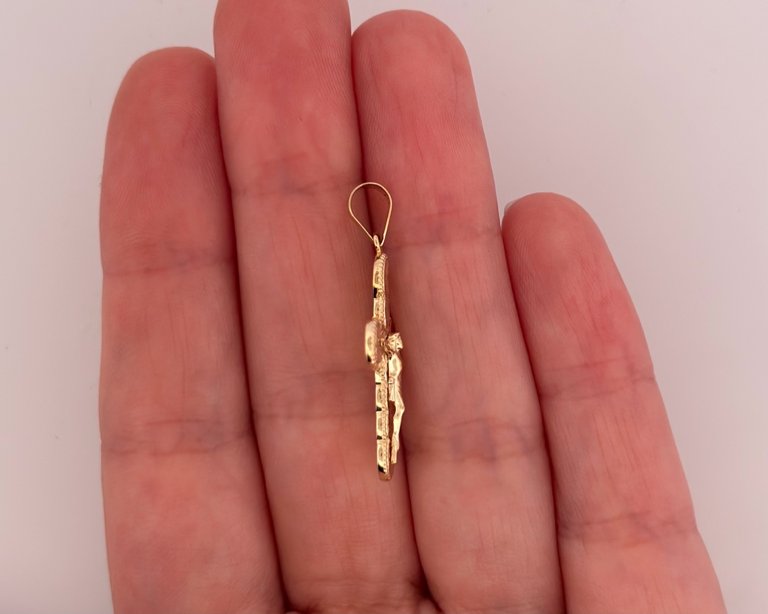 14K Gold Nugget Cross Pendant