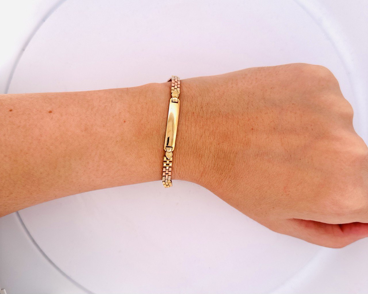 14K Solid 3-Color Gold ID Bracelet - 5MM