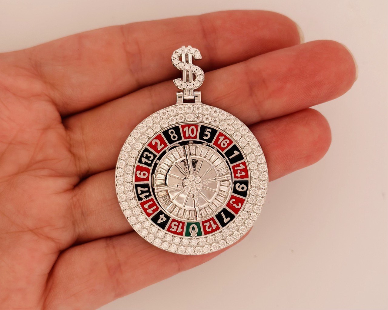 Sterling Silver Roulette Pendant with VVS Moissanite - 5.34 Carat