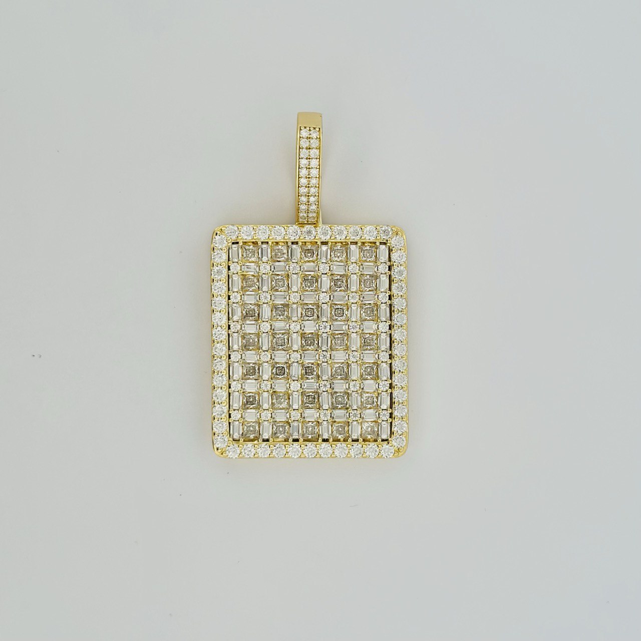 925 Sterling Silver Iced Rectangle Pendant with VVS Moissanite - 24.67ctw