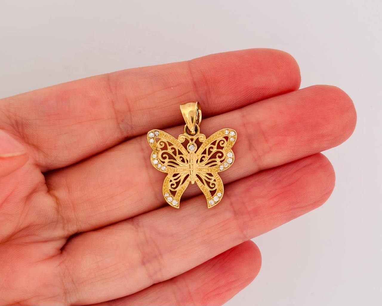 14K Butterfly Pendant with Diamonds