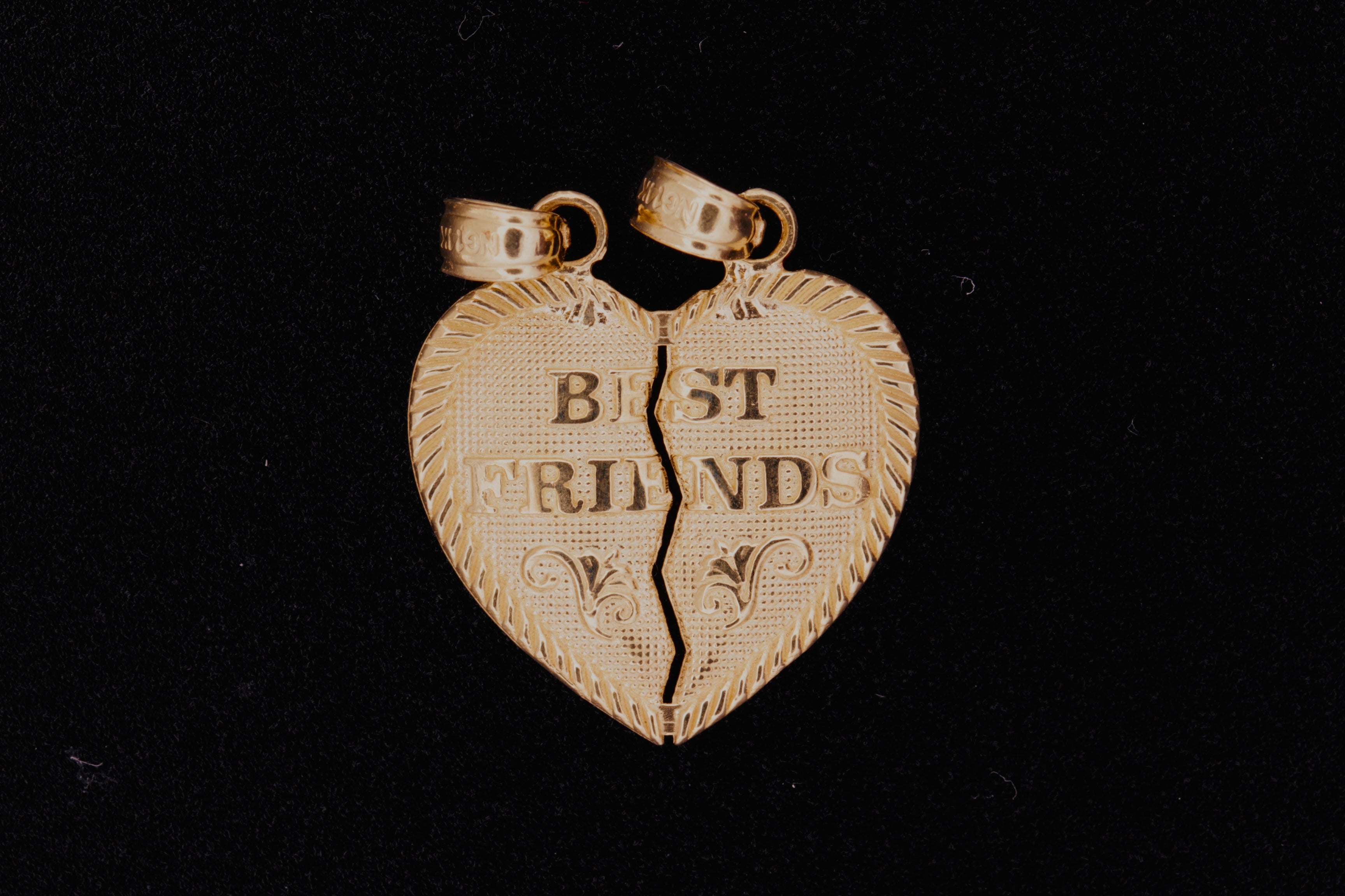 14K Gold Split Heart Pendant