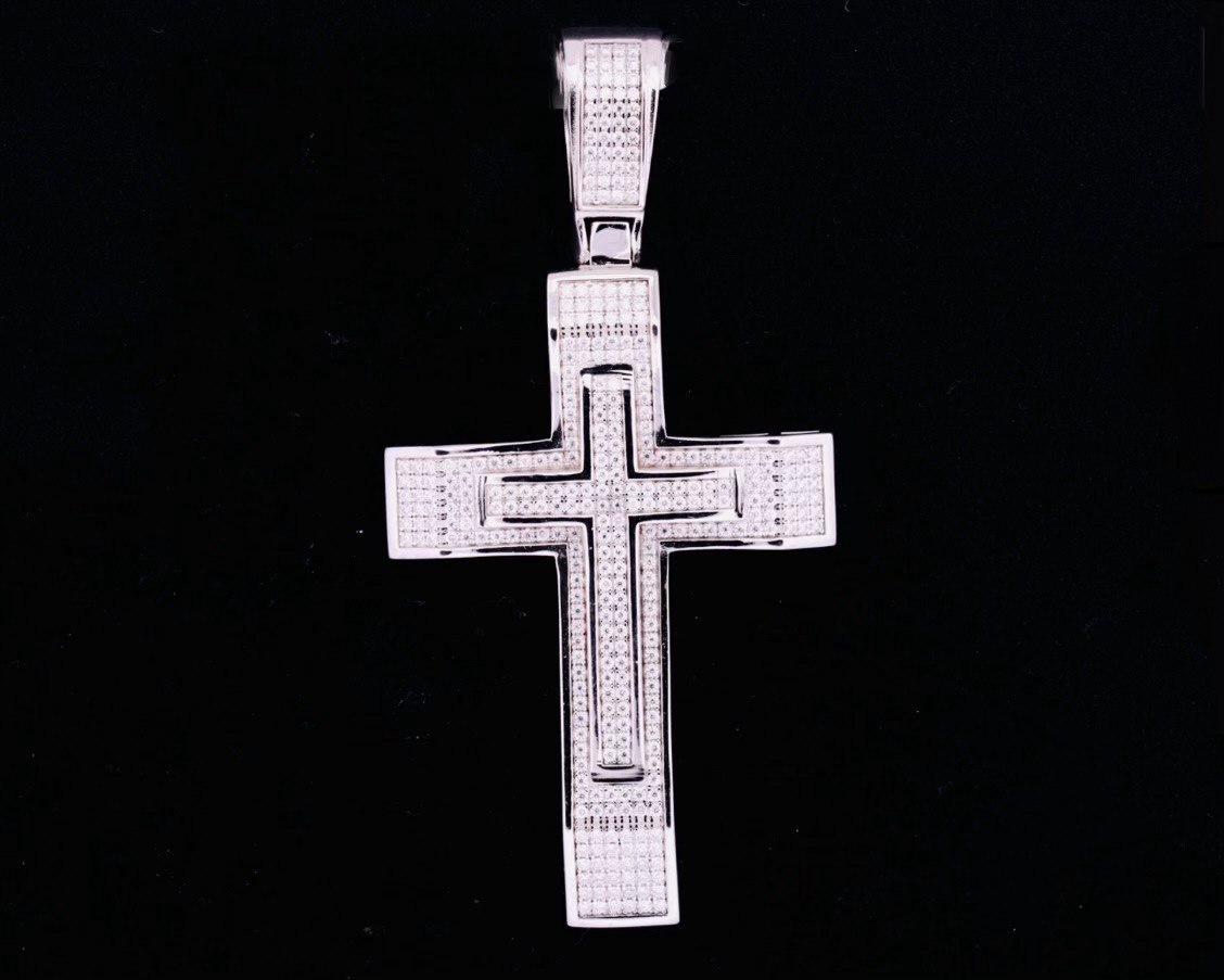 Sterling Silver Cross Pendant with VVS Moissanite - 2.65 Carat