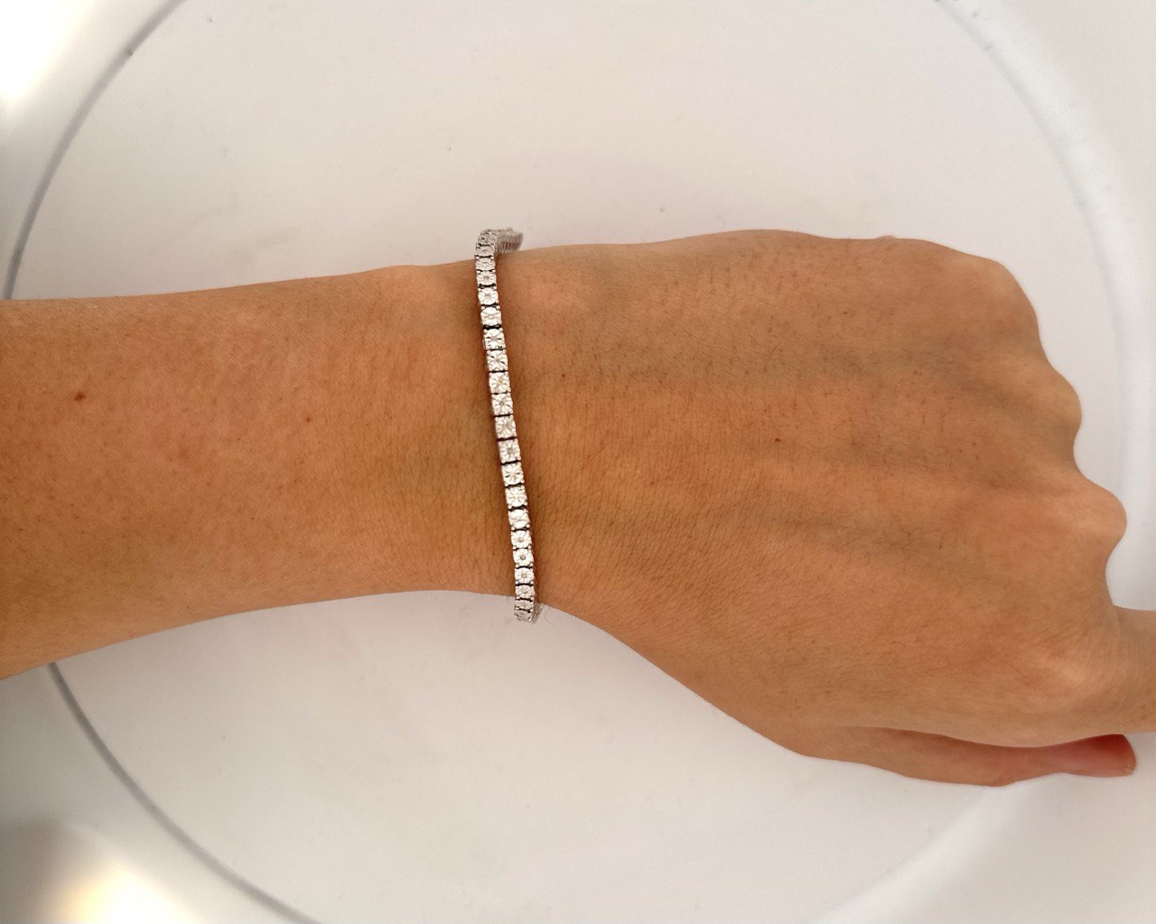 Sterling Silver Tennis Bracelet - 3mm, VVS Moissanite