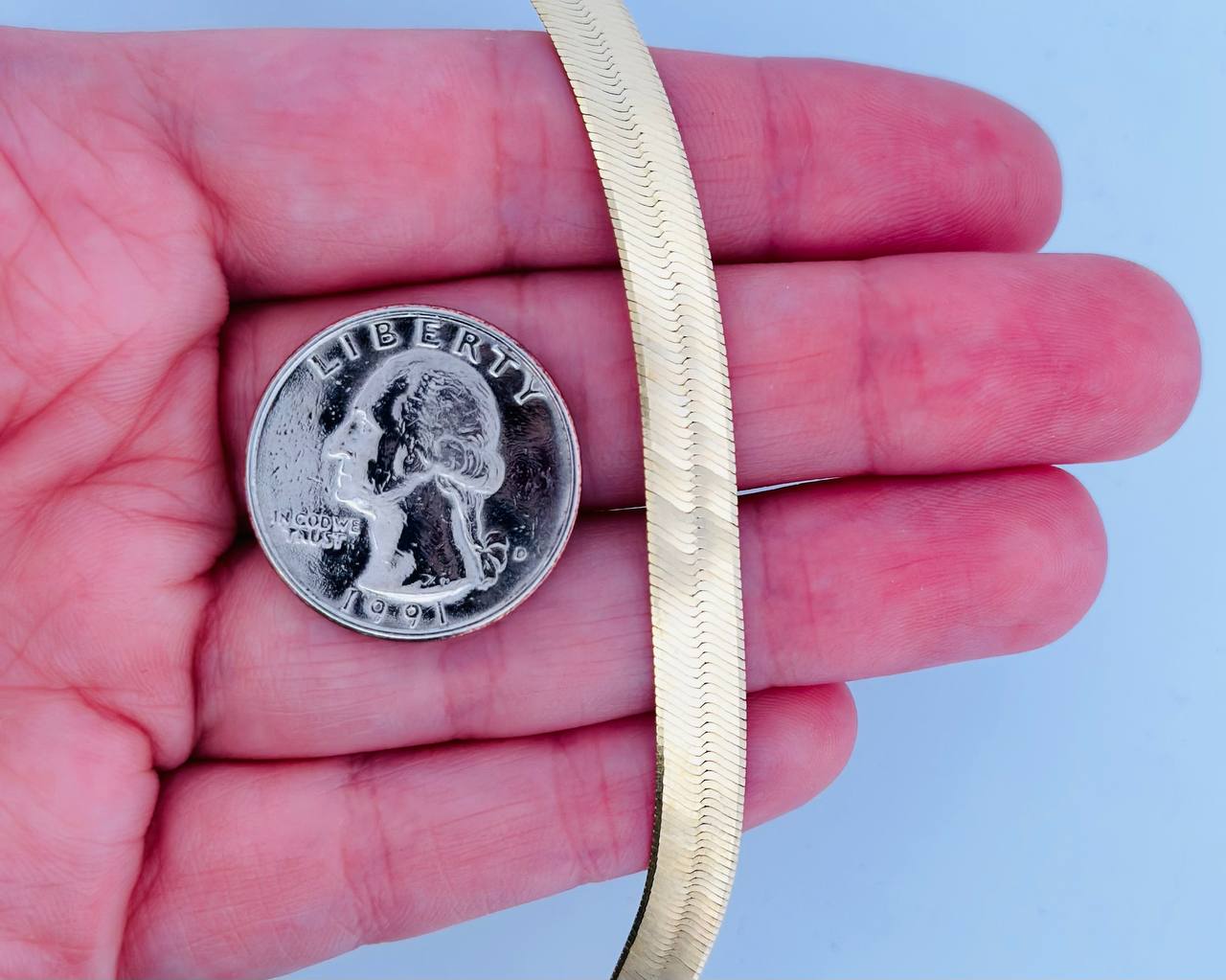 10K Yellow Gold Herringbone Chain Necklace - 7mm