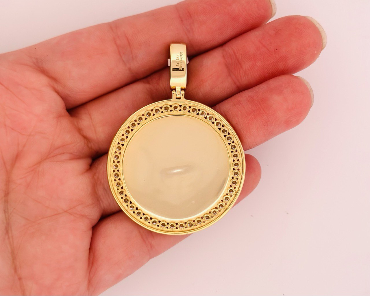 Sterling Silver Picture Frame Pendant with VVS-D Moissanite - 3.69 Carat,